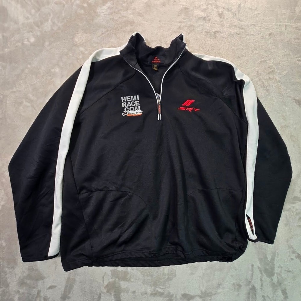 Mopar SRT HemiRace.com Mens Quarter Zip Pullover Black Racing Jacket XL
